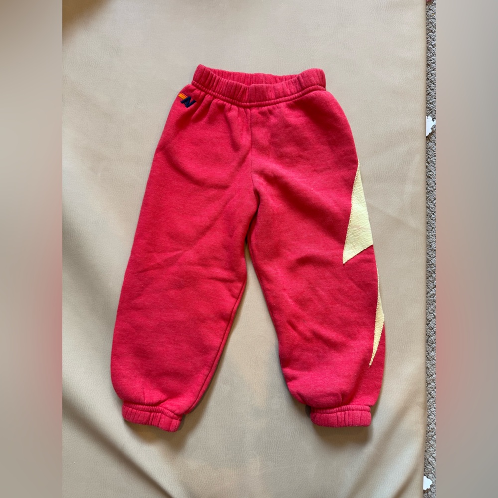 NWOT - Aviator Nation - KIDS BOLT PRINT SWEATPANTS - RED // YELLOW